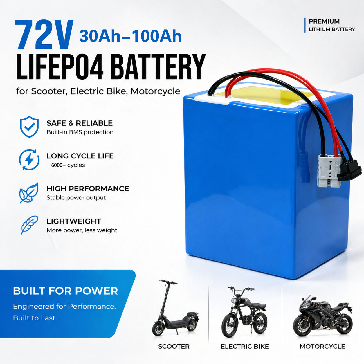 72V 30Ah Lifepo4 Battery Pack - Bateria de Lítio LiFePO4 72V 50Ah