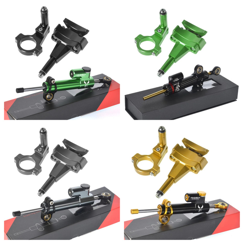 Para kawasaki 500 2024-suporte - Steering Damper Stabilizer Kit Cnc avaliação e preço