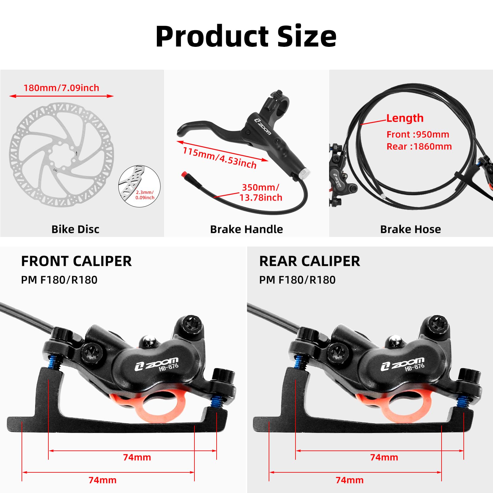 Conjunto de Freio a Disco Hidr - Zoom Hydraulic Brake 4 Piston E-Scooter avaliação e preço
